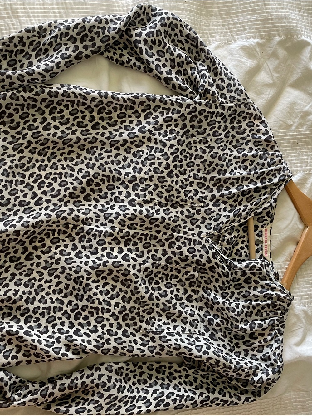 Rebecca Taylor Black & Cream Leopard Print Long Sleeve Blouse